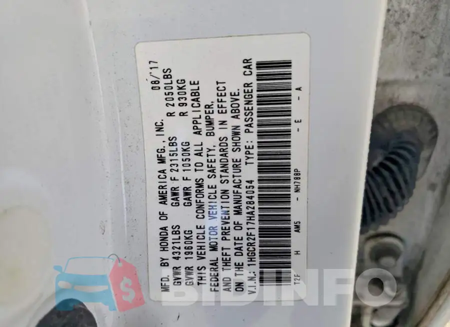 1HGCR2F17HA284054 Photo# 13