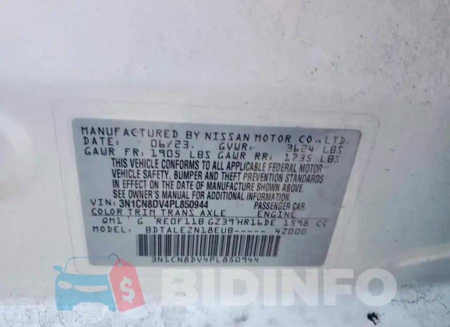 3N1CN8DV4PL850944 Photo# 12