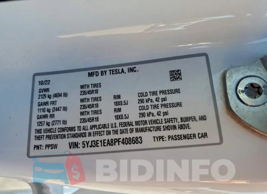 5YJ3E1EA8PF408683 Photo# 12