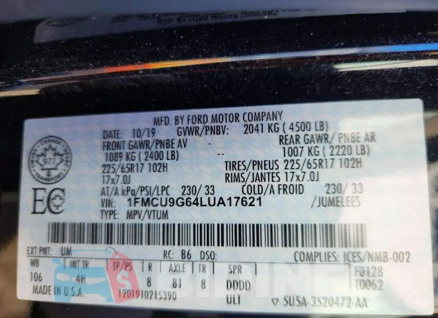 1FMCU9G64LUA17621 Photo# 13