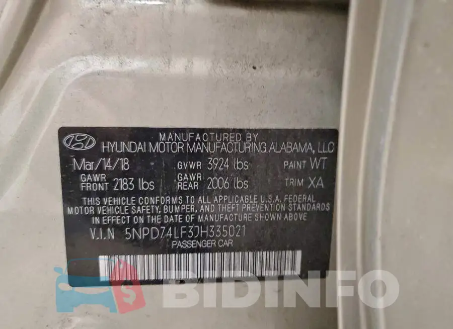 5NPD74LF3JH335021 Photo# 12