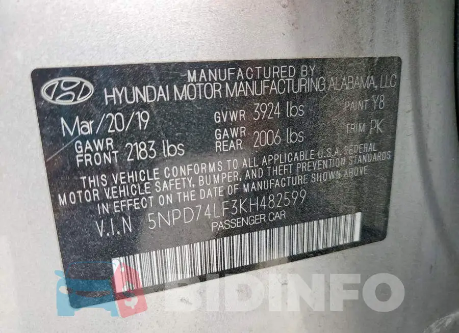 5NPD74LF3KH482599 Photo# 12
