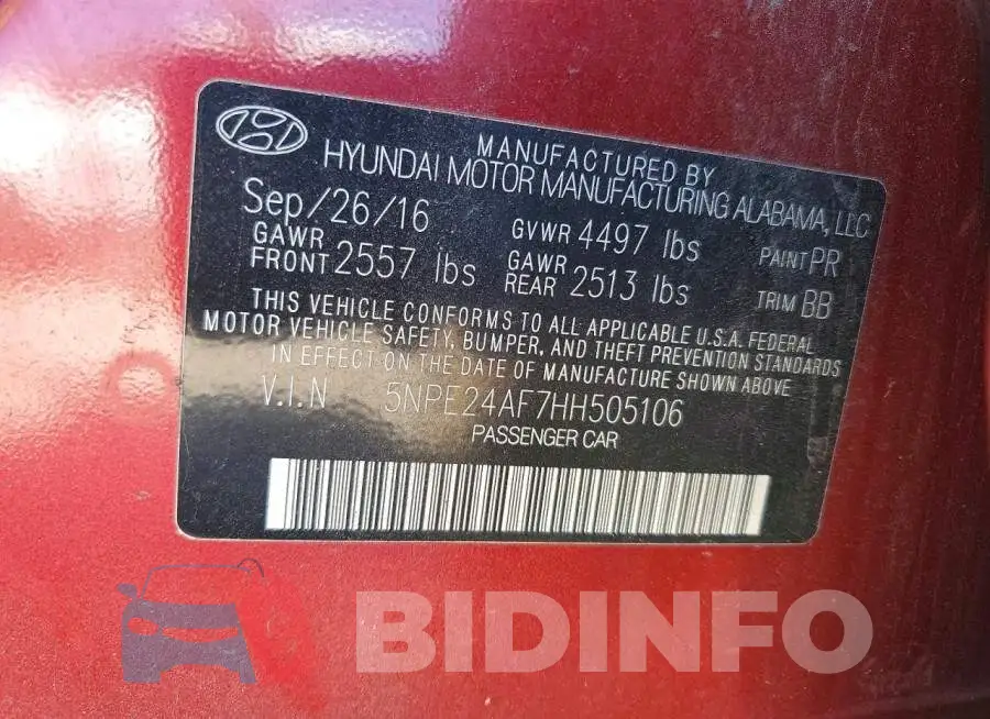 5NPE24AF7HH505106 Photo# 12