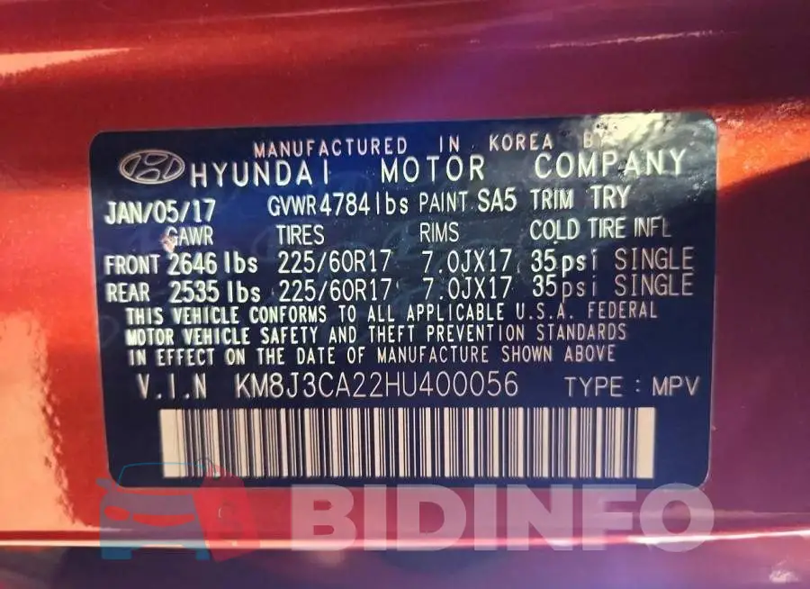 KM8J3CA22HU400056 Photo# 13