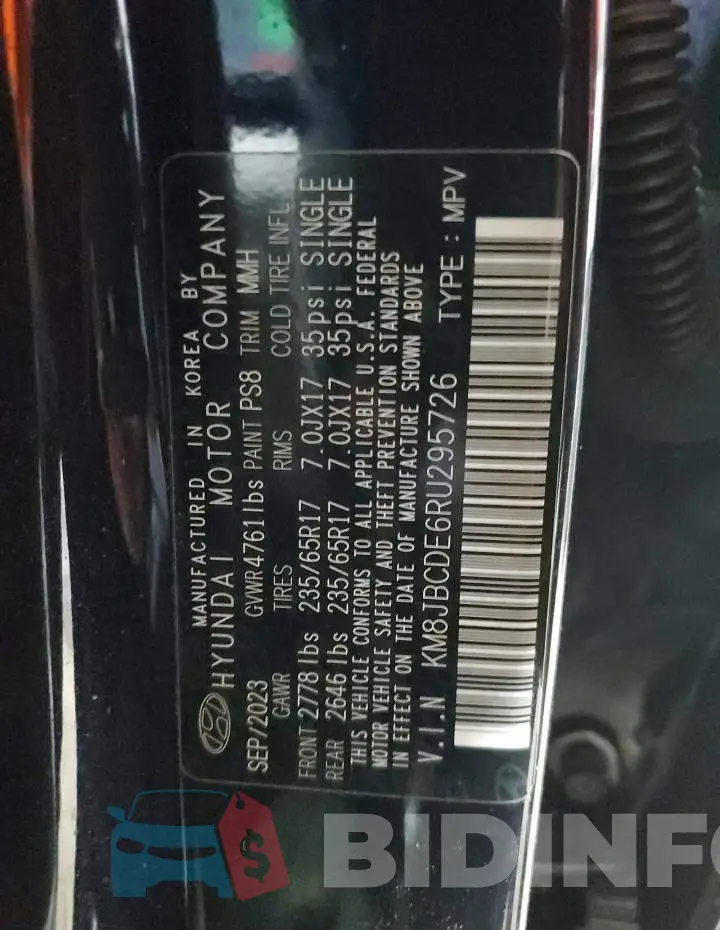 KM8JBCDE6RU295726 Photo# 14