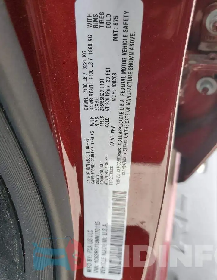 1C6SRFJT4NN170115 Photo# 12