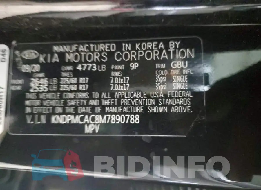 KNDPMCAC8M7890788 Photo# 13