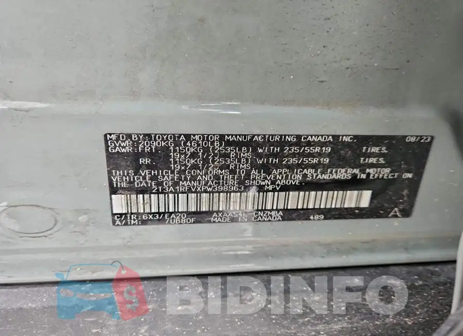2T3A1RFVXPW398963 Photo# 12
