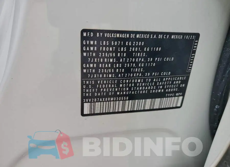 3VV2B7AX8RM030558 Photo# 13