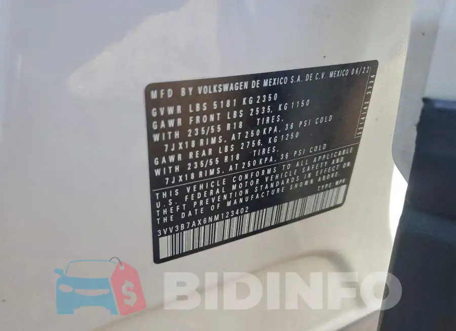 3VV3B7AX6NM123402 Photo# 12