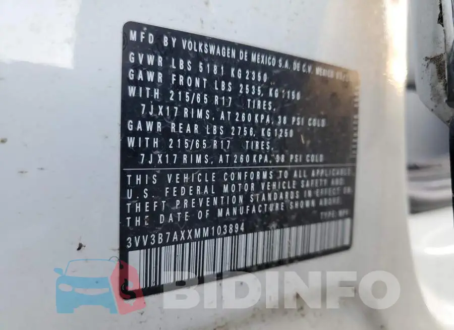 3VV3B7AXXMM103894 Photo# 13