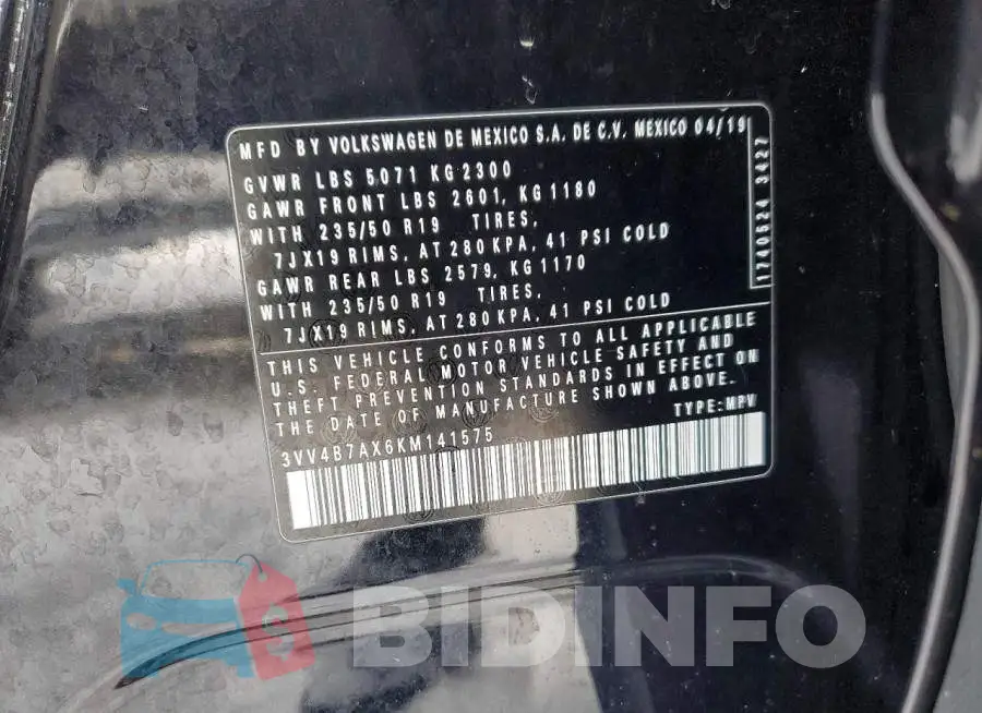 3VV4B7AX6KM141575 Photo# 13