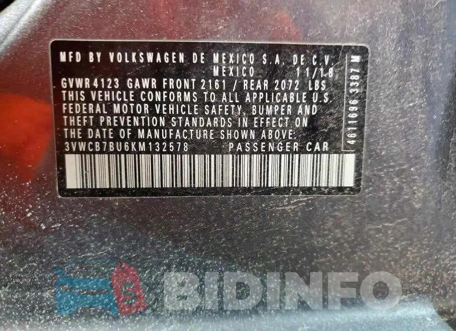 3VWCB7BU6KM132578 Photo# 13
