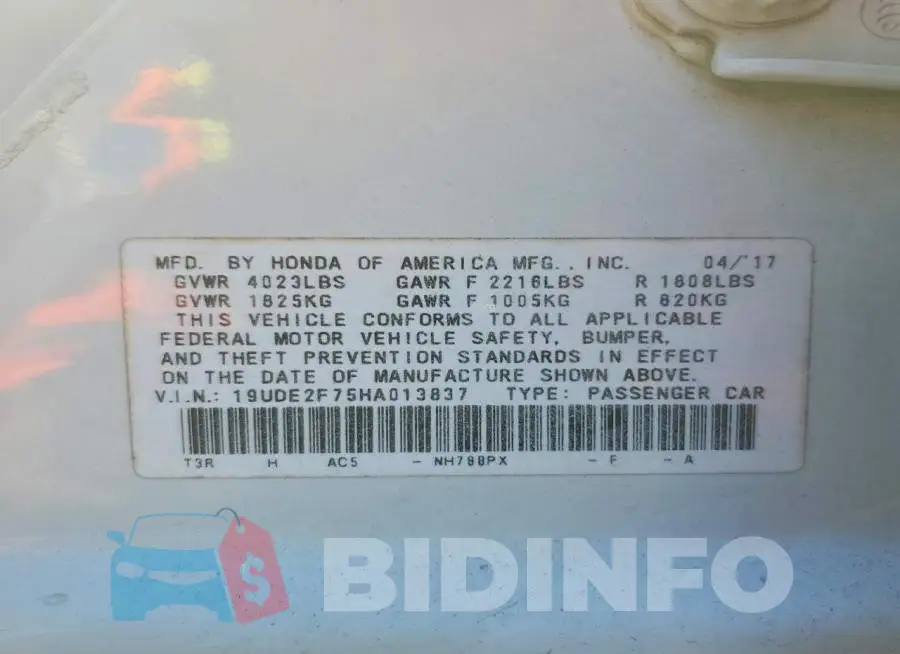 19UDE2F75HA013837 Photo# 13