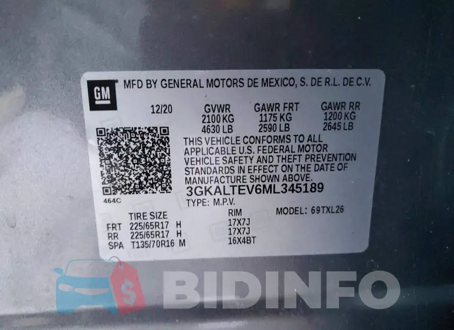 3GKALTEV6ML345189 Photo# 13