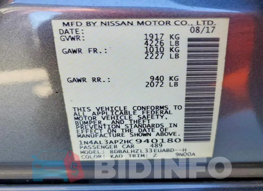 1N4AL3AP2HC940180 Photo# 12