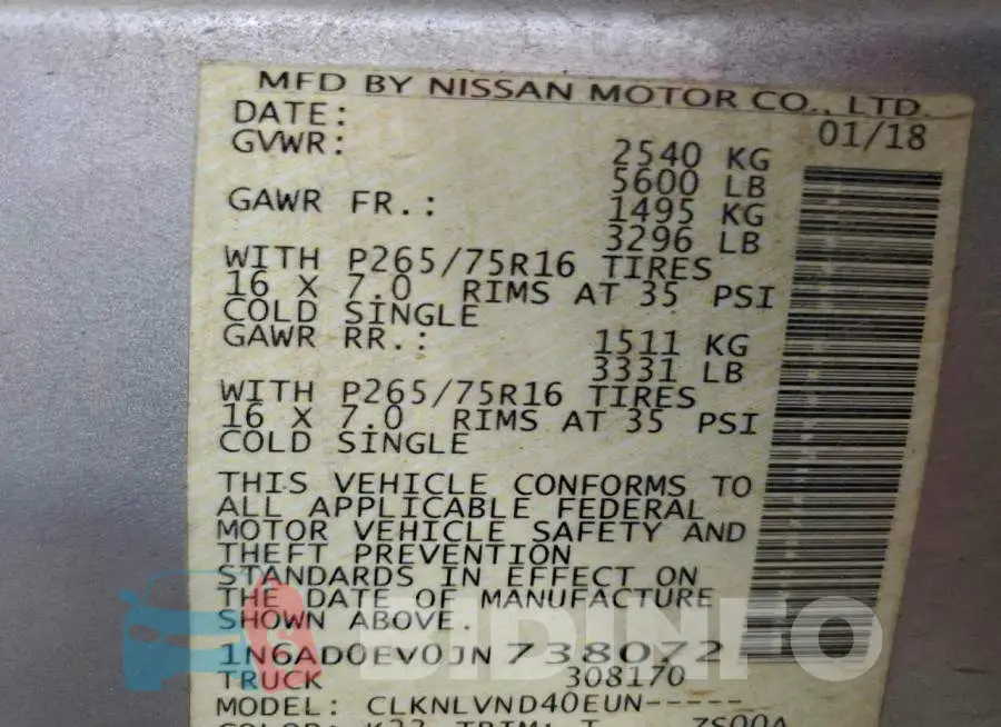 1N6AD0EV0JN738072 Photo# 12