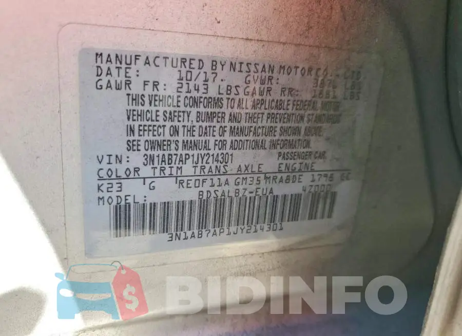 3N1AB7AP1JY214301 Photo# 13