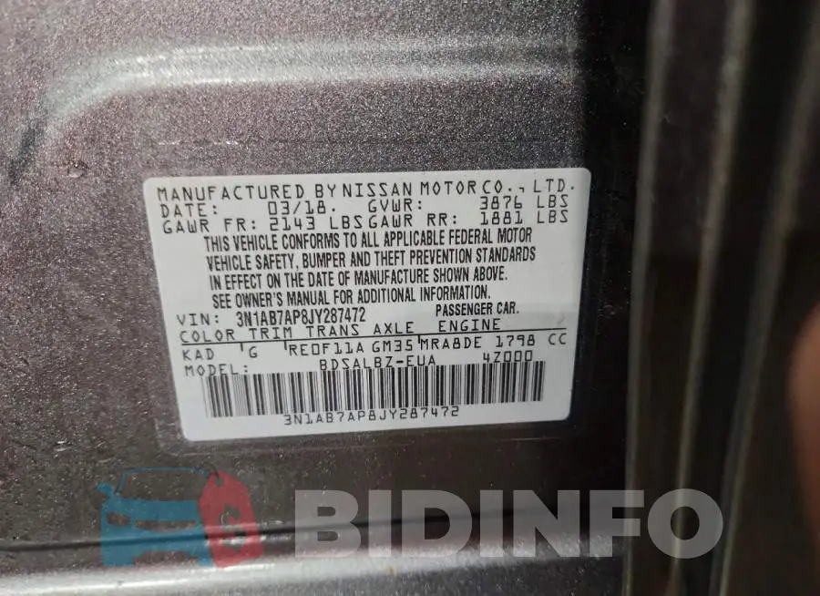 3N1AB7AP8JY287472 Photo# 12