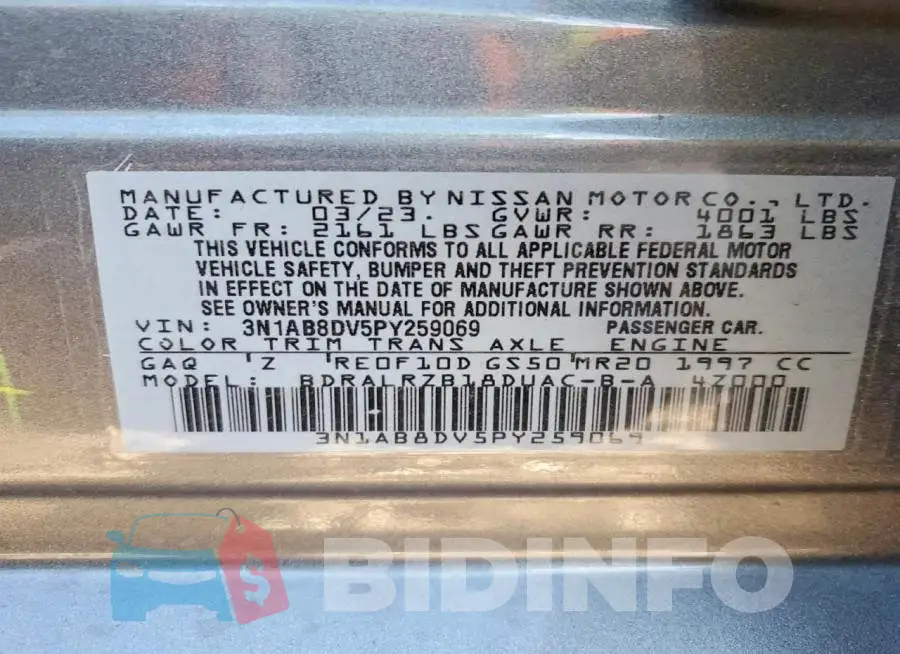 3N1AB8DV5PY259069 Photo# 12