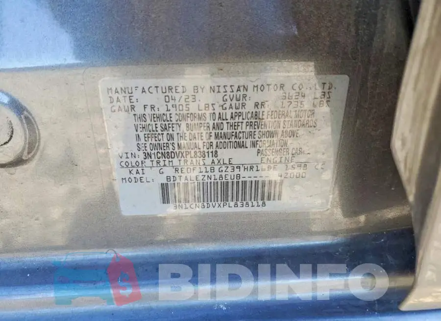 3N1CN8DVXPL838118 Photo# 12