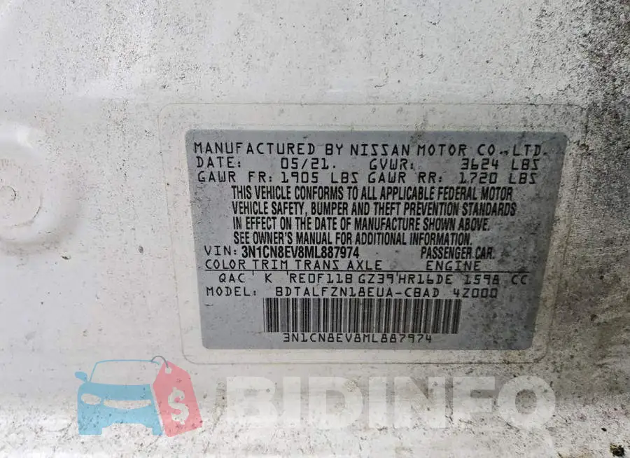 3N1CN8EV8ML887974 Photo# 12
