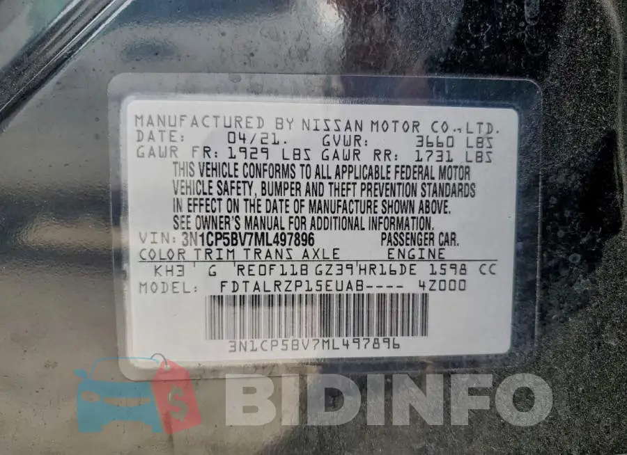 3N1CP5BV7ML497896 Photo# 12