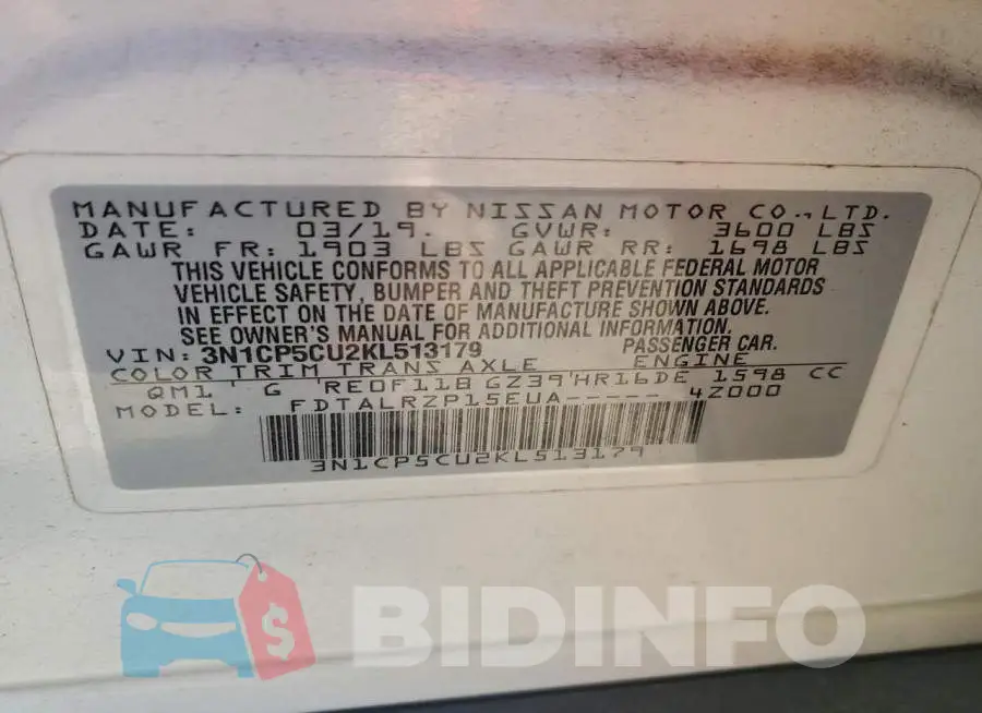 3N1CP5CU2KL513179 Photo# 13