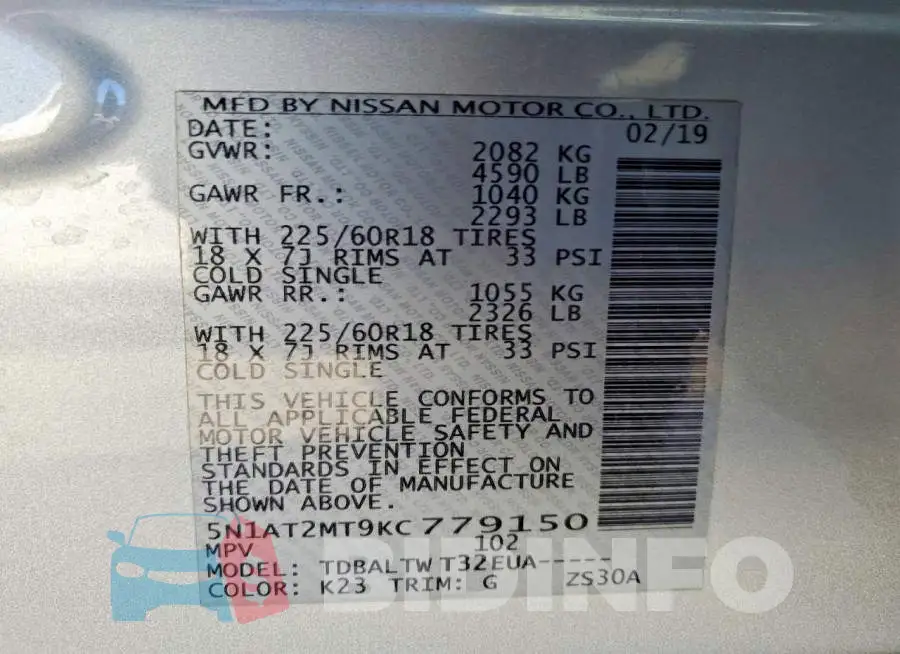5N1AT2MT9KC779150 Photo# 13