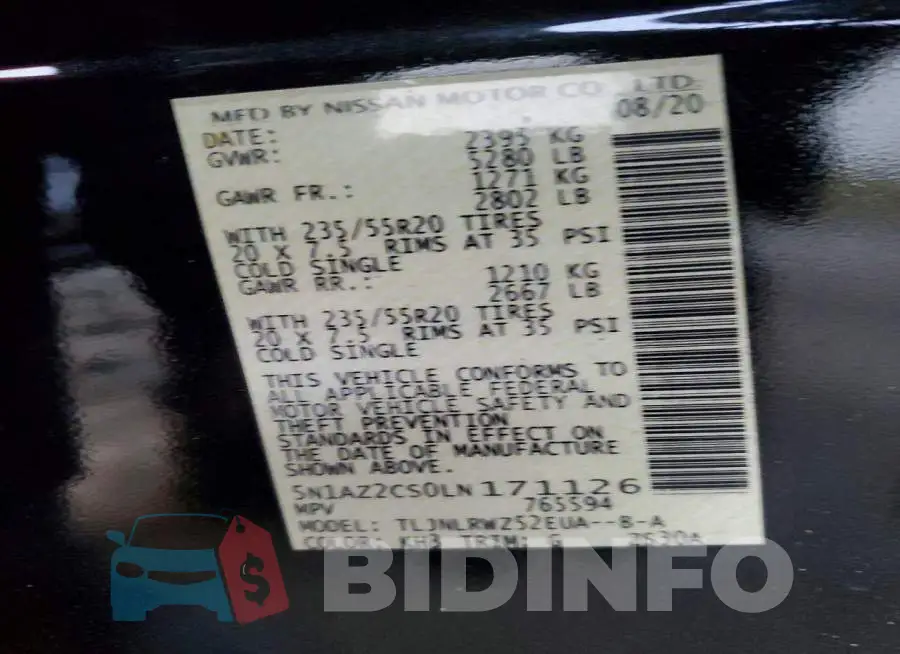 5N1AZ2CS0LN171126 Photo# 13
