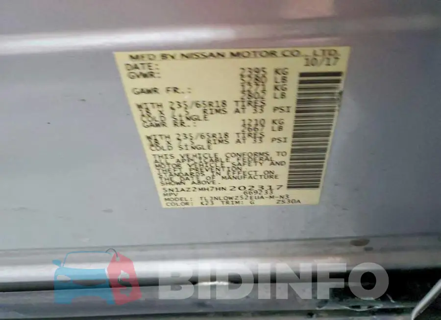 5N1AZ2MH7HN202317 Photo# 13