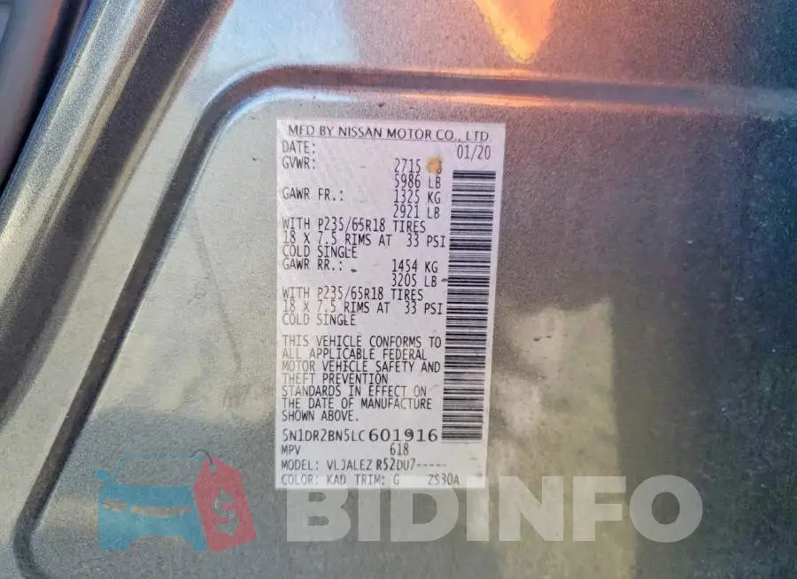 5N1DR2BN5LC601916 Photo# 13