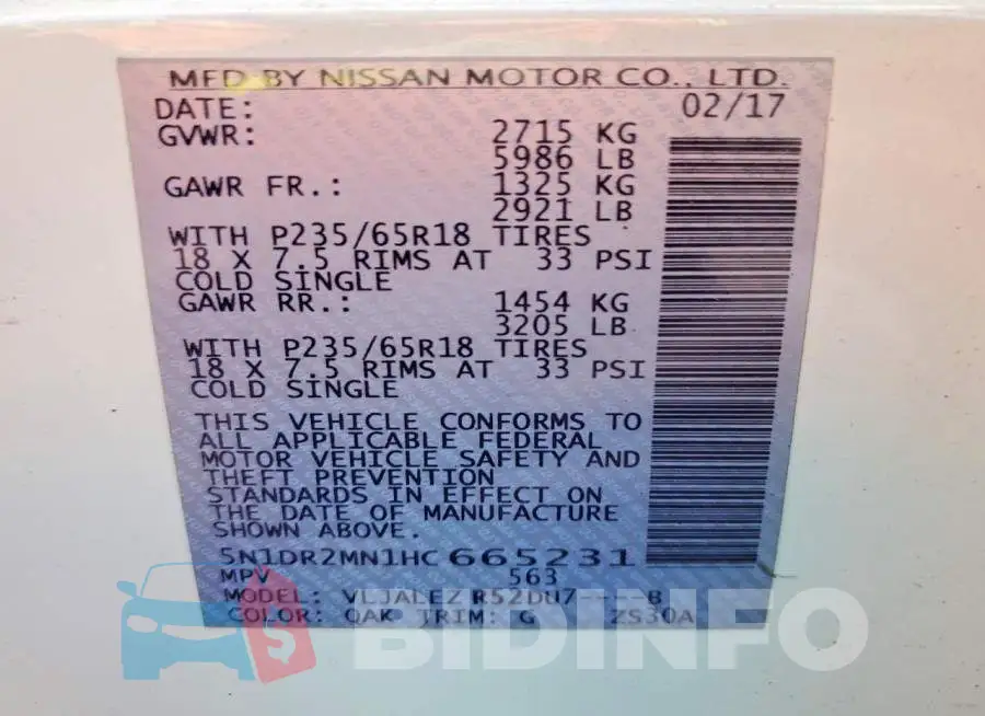 5N1DR2MN1HC665231 Photo# 13