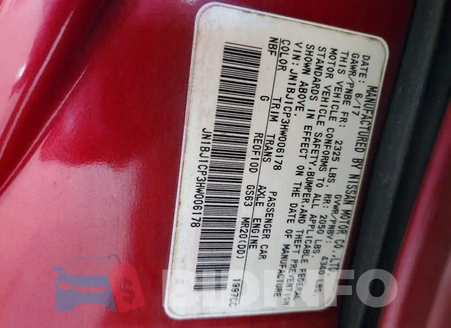 JN1BJ1CP3HW006178 Photo# 13