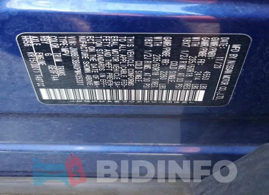 JN8BT3BA0PW435331 Photo# 14
