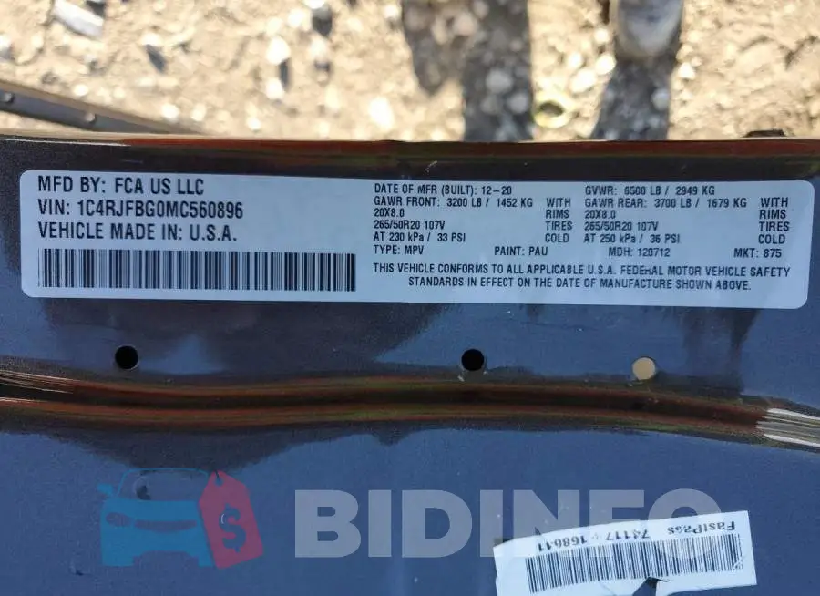 1C4RJFBG0MC560896 Photo# 14