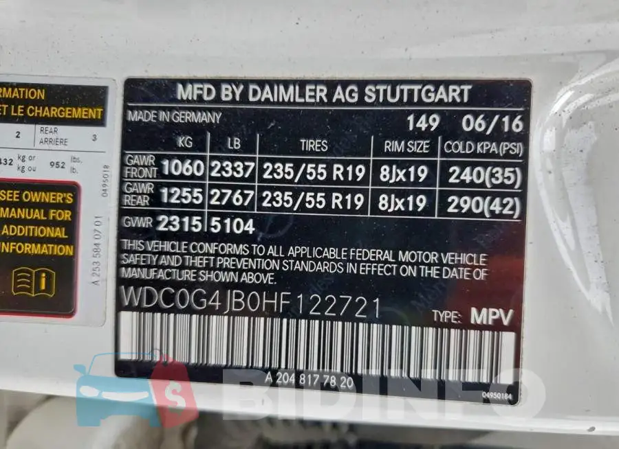 WDC0G4JB0HF122721 Photo# 13