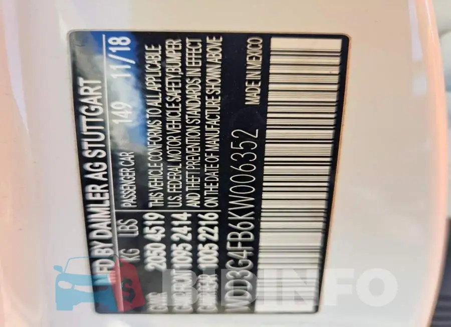 WDD3G4FB6KW006352 Photo# 12