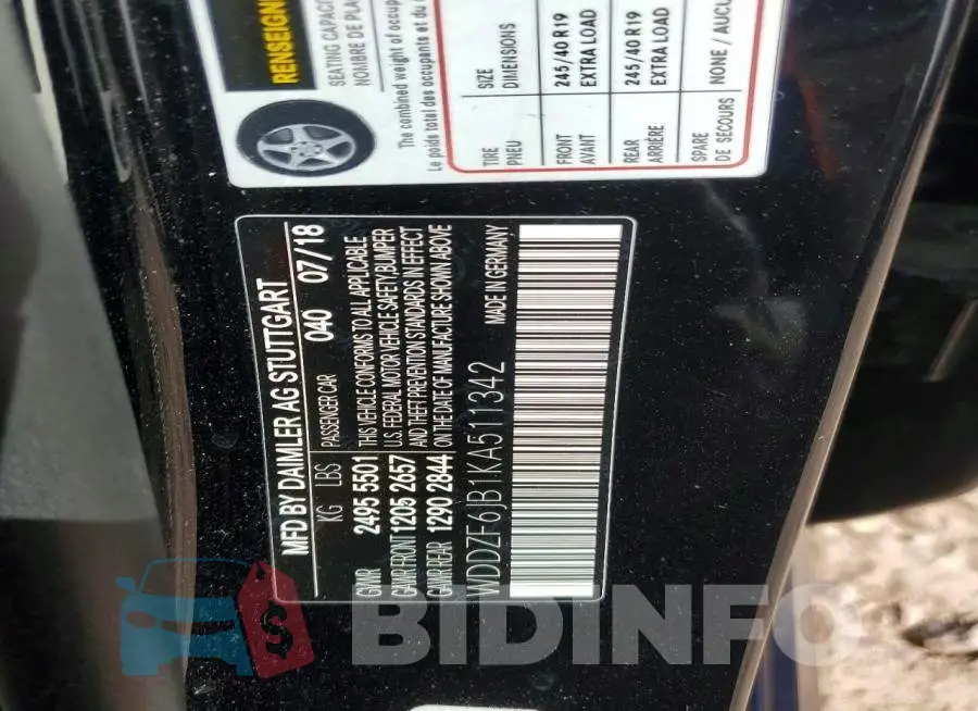 WDDZF6JB1KA511342 Photo# 13