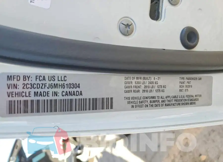 2C3CDZFJ6MH610304 Photo# 12