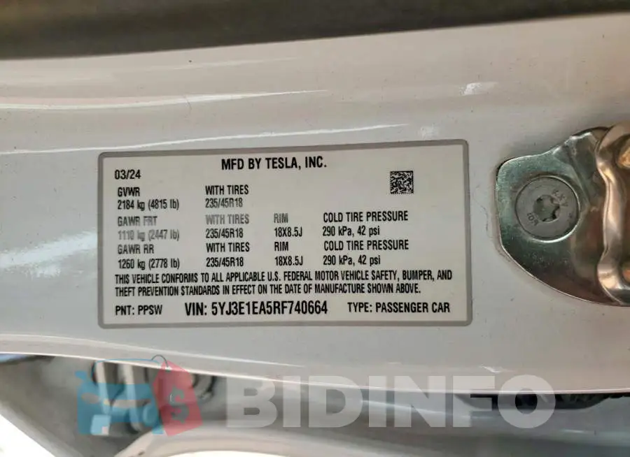 5YJ3E1EA5RF740664 Photo# 12