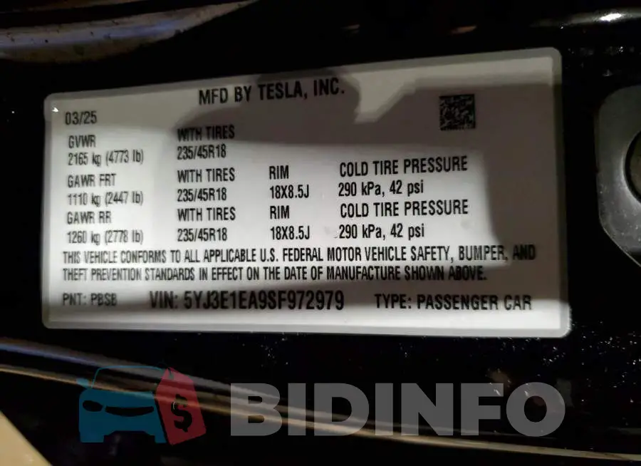 5YJ3E1EA9SF972979 Photo# 12