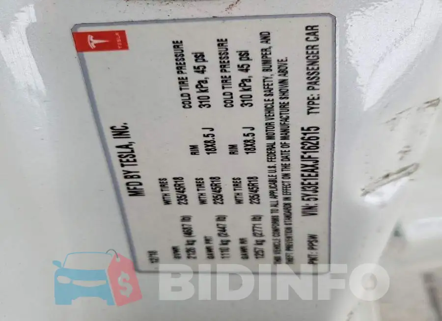 5YJ3E1EAXJF162615 Photo# 13