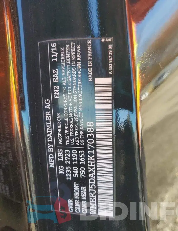 WMEFJ5DAXHK170388 Photo# 12
