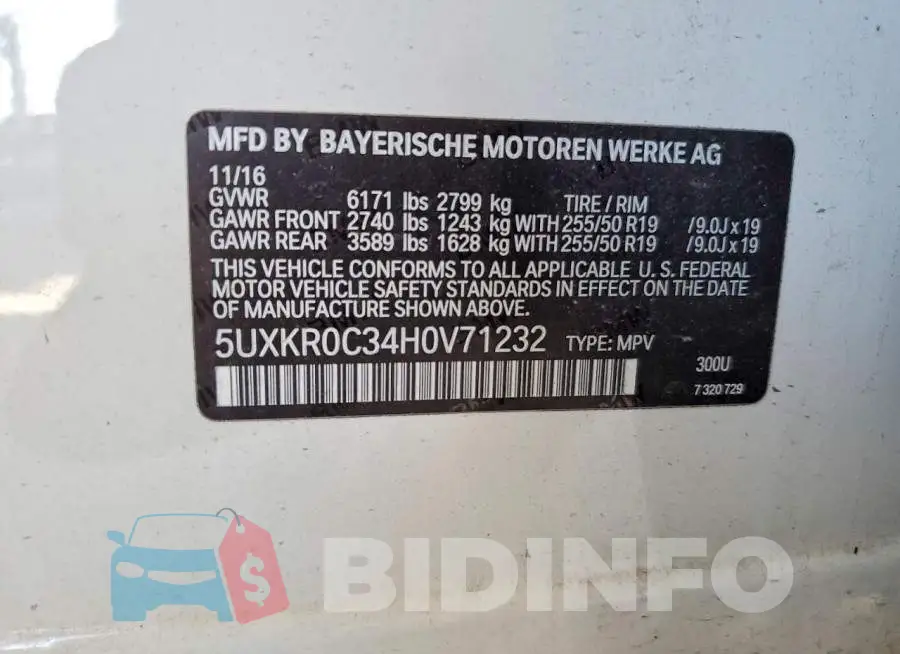 5UXKR0C34H0V71232 Photo# 12