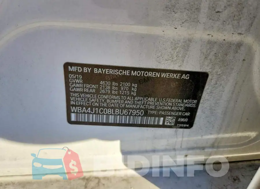WBA4J1C08LBU67950 Photo# 13