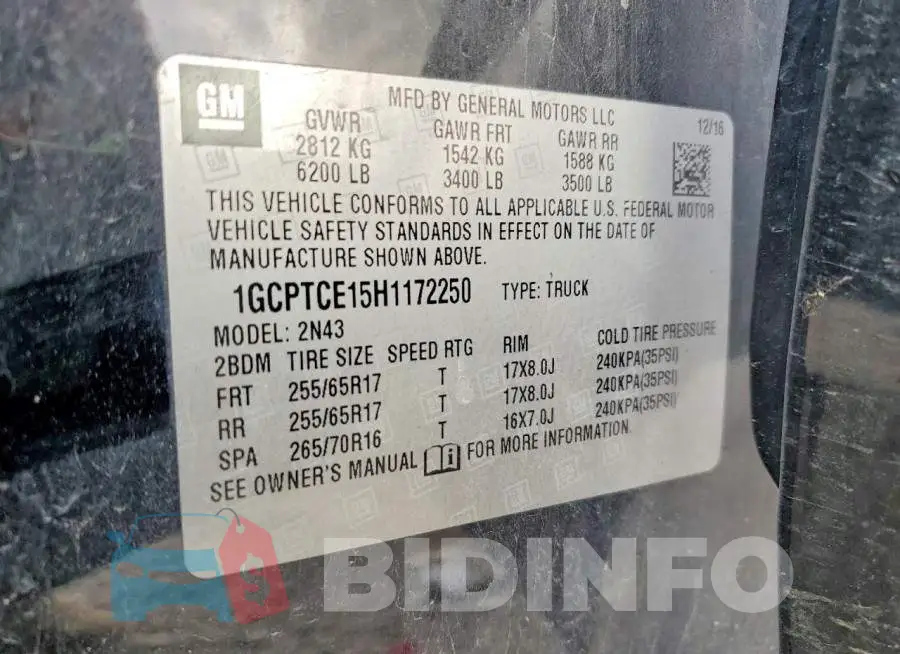 1GCPTCE15H1172250 Photo# 12