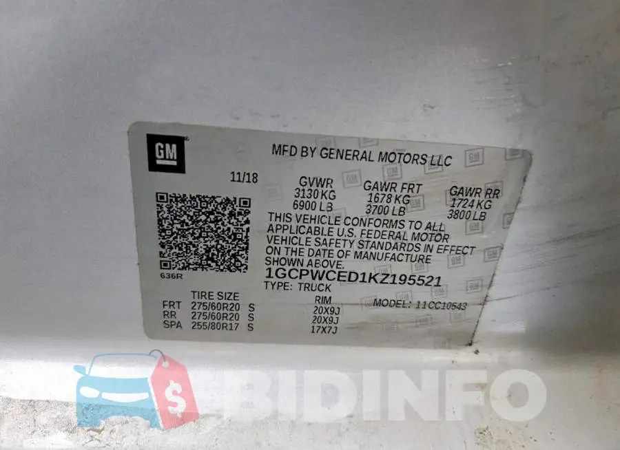 1GCPWCED1KZ195521 Photo# 13