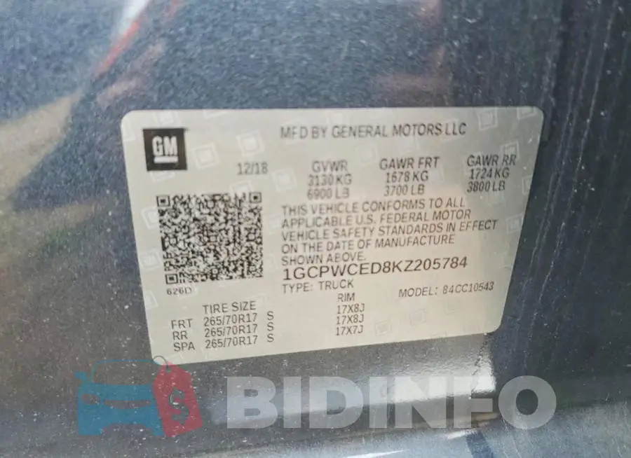 1GCPWCED8KZ205784 Photo# 13