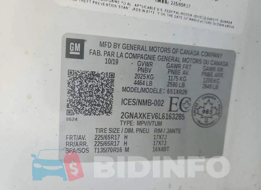 2GNAXKEV6L6163285 Photo# 13